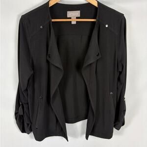 Chicos Draped Front Black Cardigan Size 1 / Medium